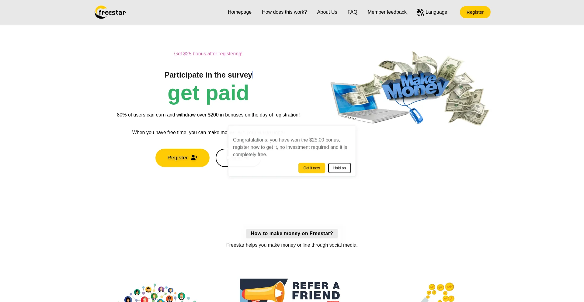 Website screenshot of Freebfzstar.top