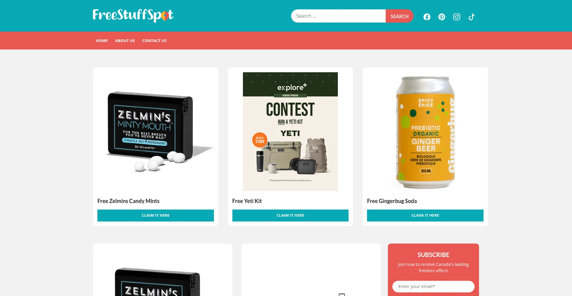 Website screenshot of Freestuffspot.ca