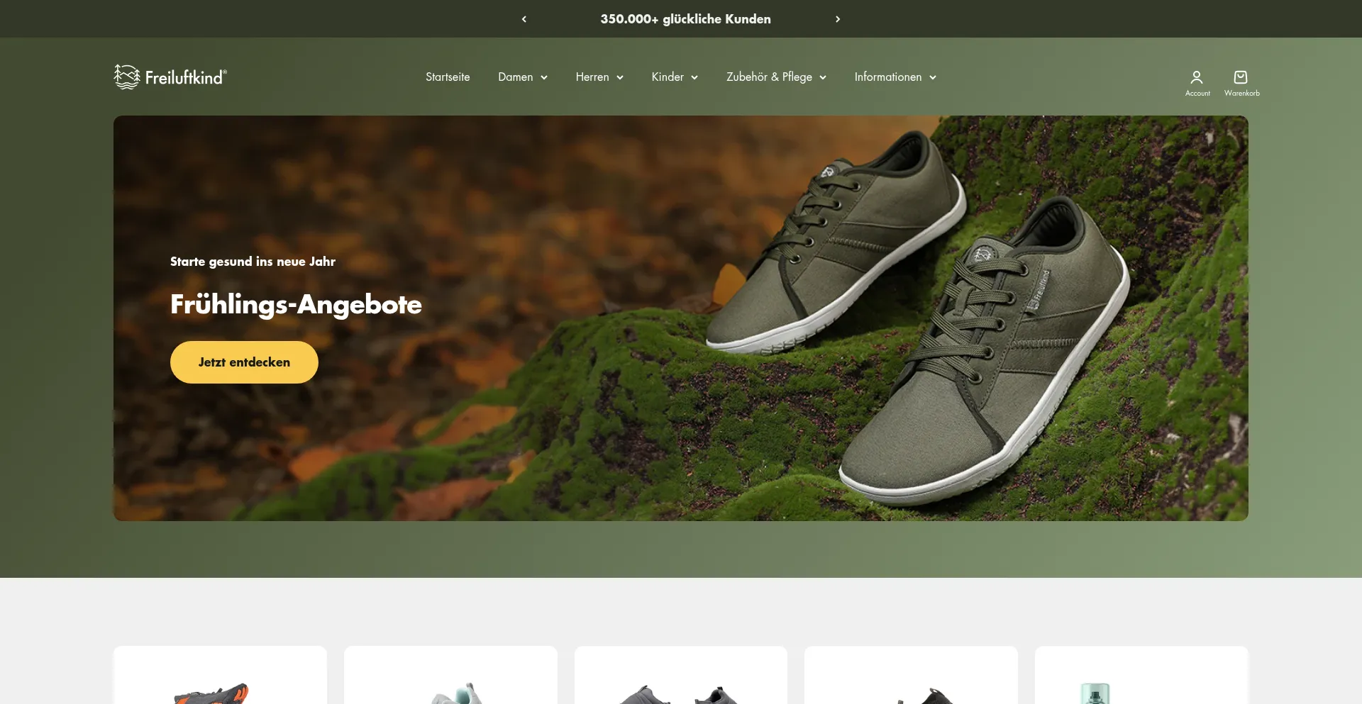 Website screenshot of Freiluftkind.de