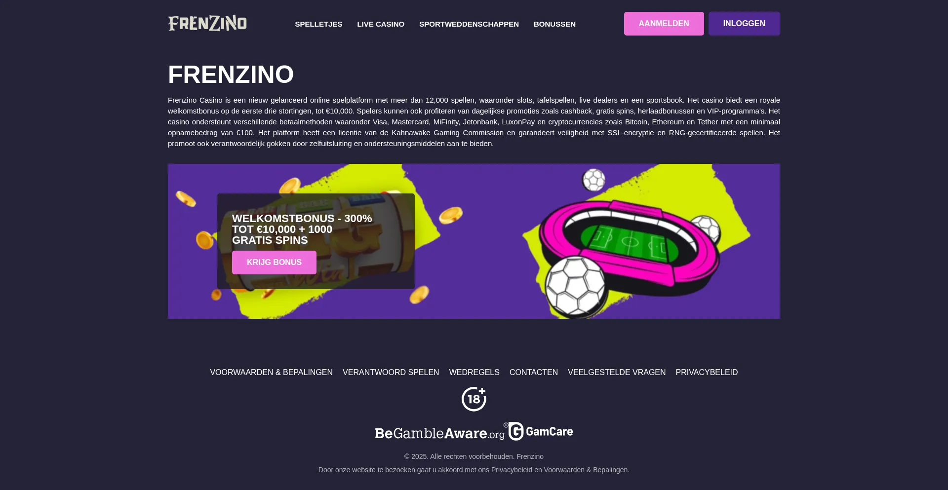 Frenzinocasino.nl Screenshot