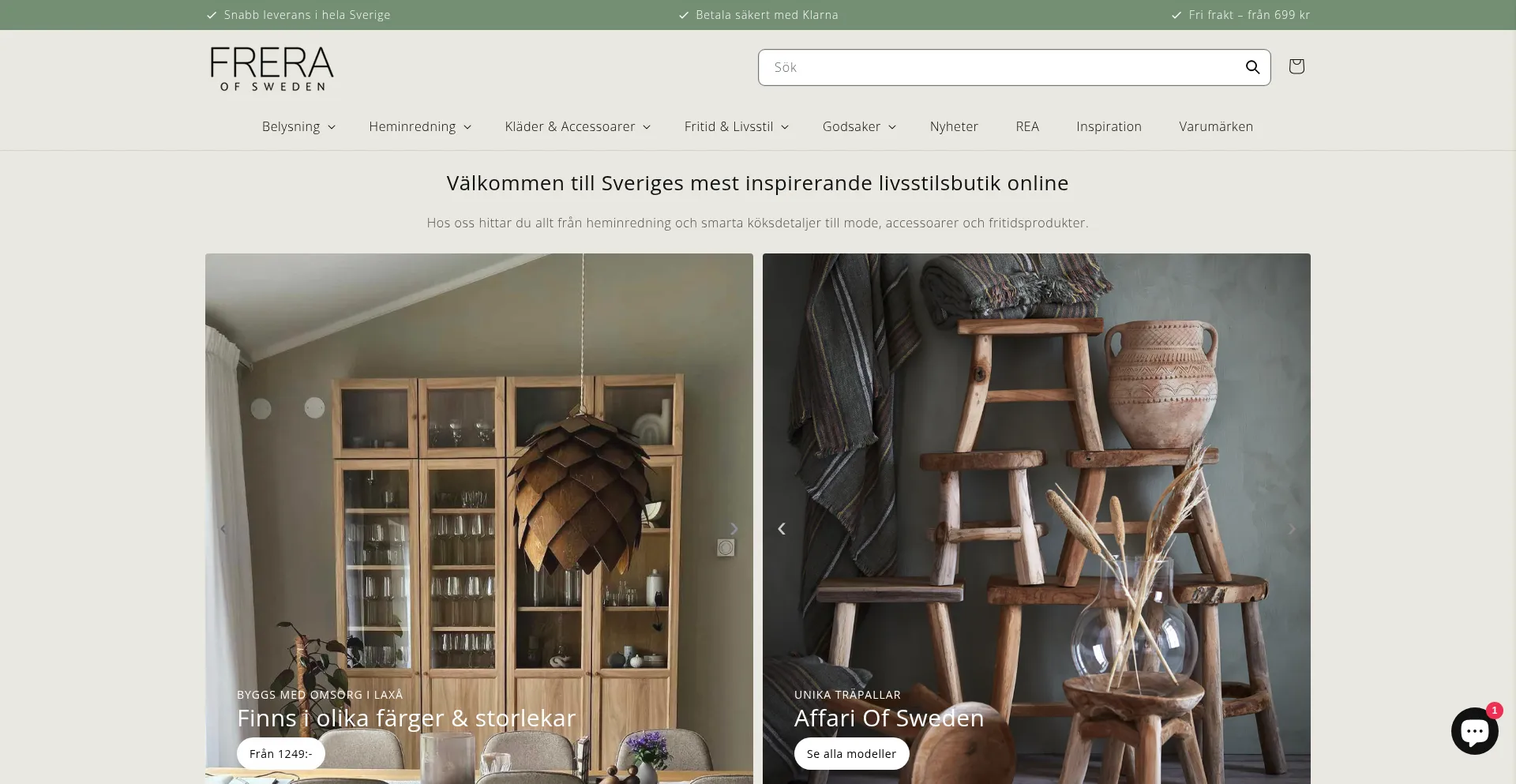 Website screenshot of Freraofsweden.se