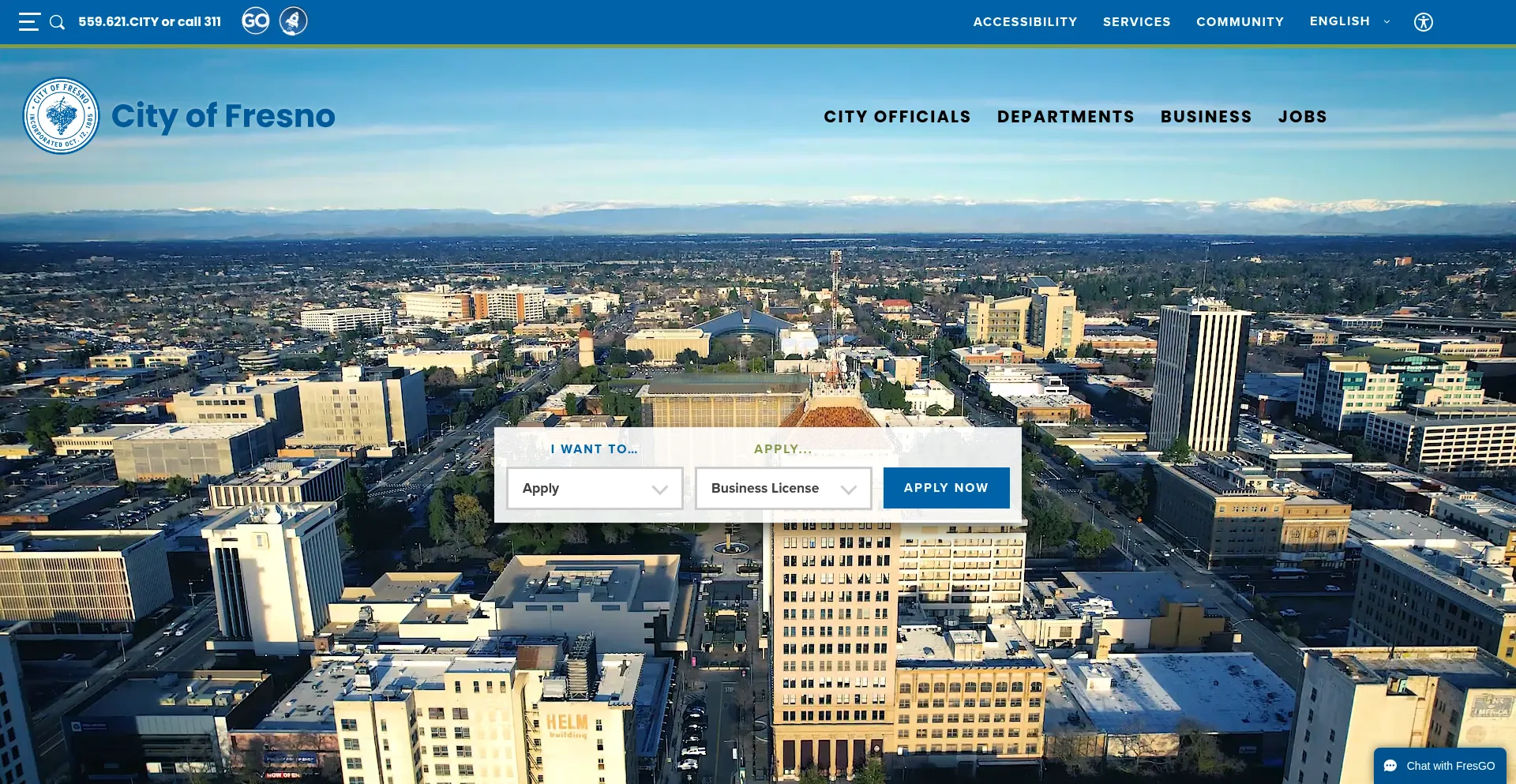 Website screenshot of Fresno.gov