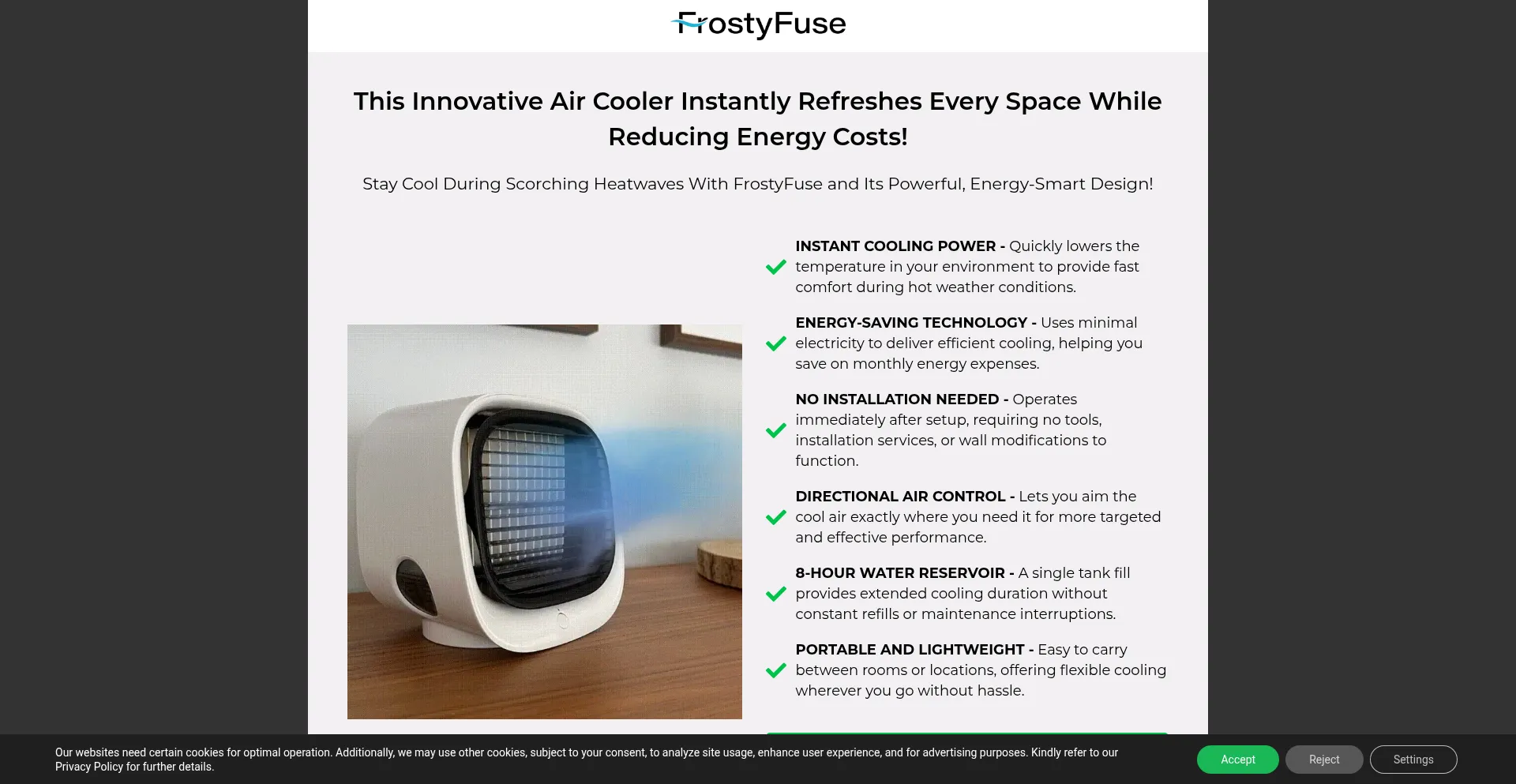 Website screenshot of Frostyfuse.shop
