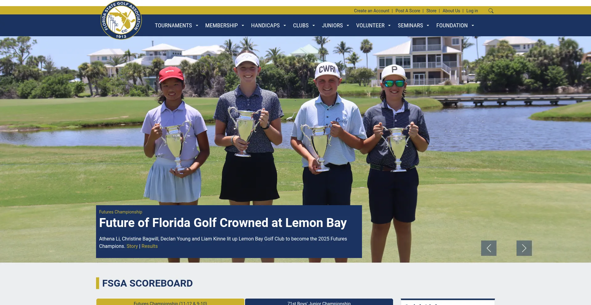 Website screenshot of Fsga.org