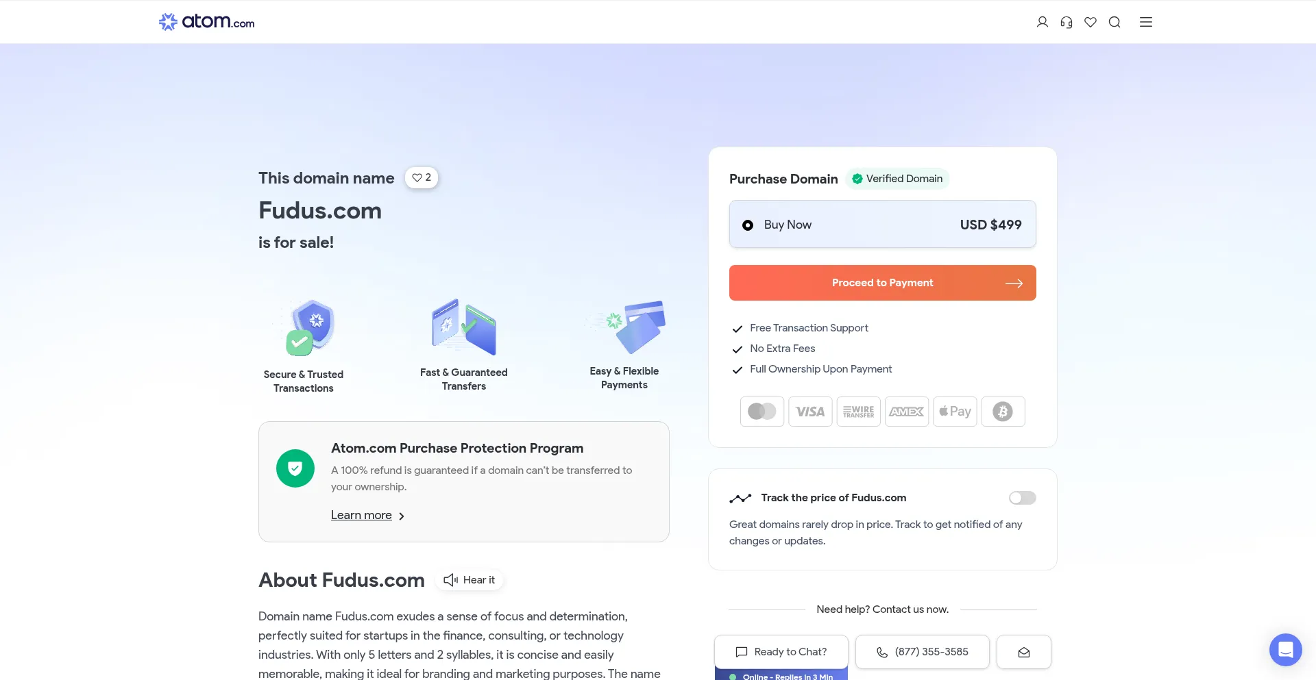 Website screenshot of Fudus.com