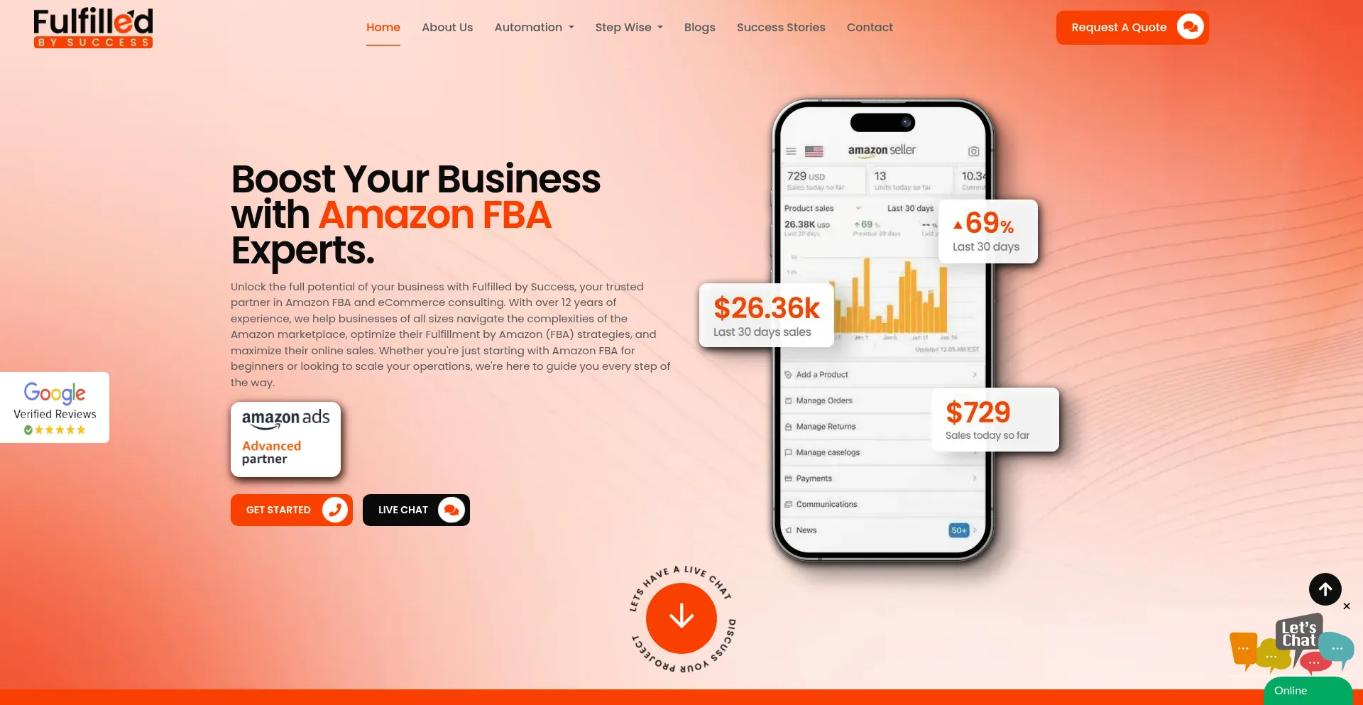 Website screenshot of Fulfilledbysuccess.com