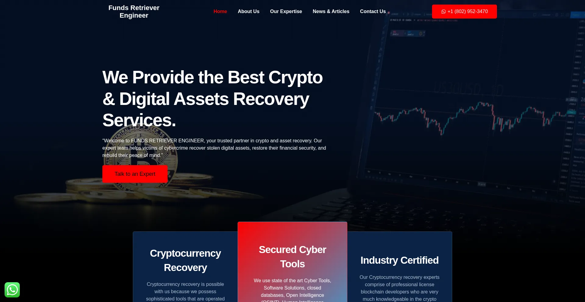 Website screenshot of Fundsretrieverengineer.com