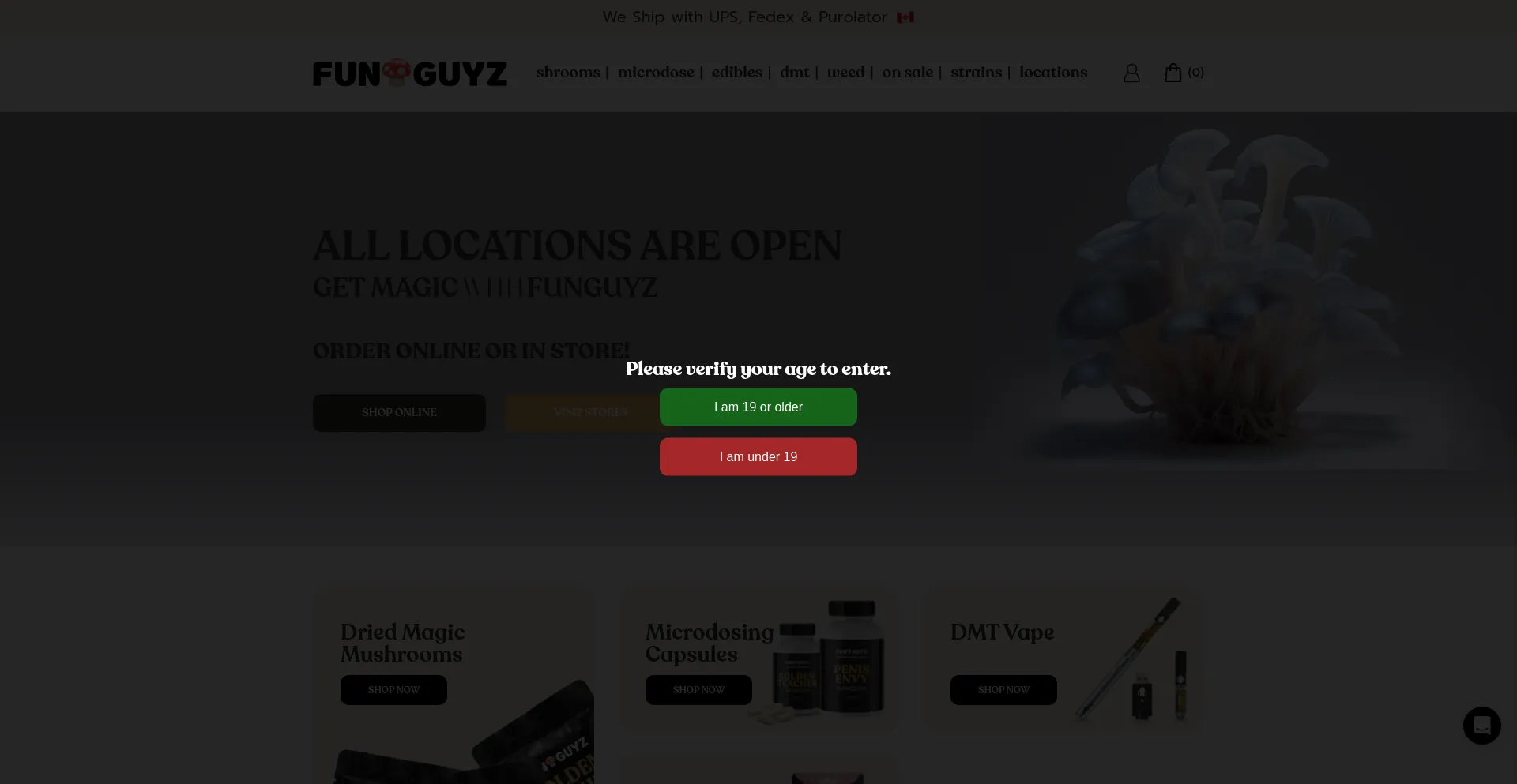 Website screenshot of Funguyzcanada.com