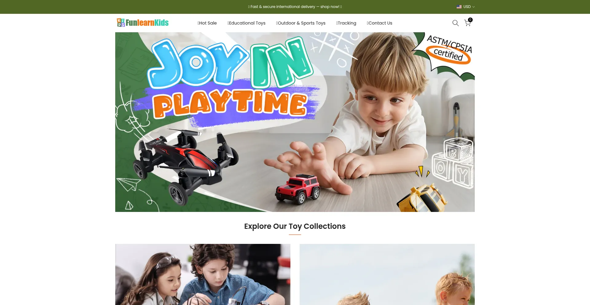 Website screenshot of Funlearnkids.com