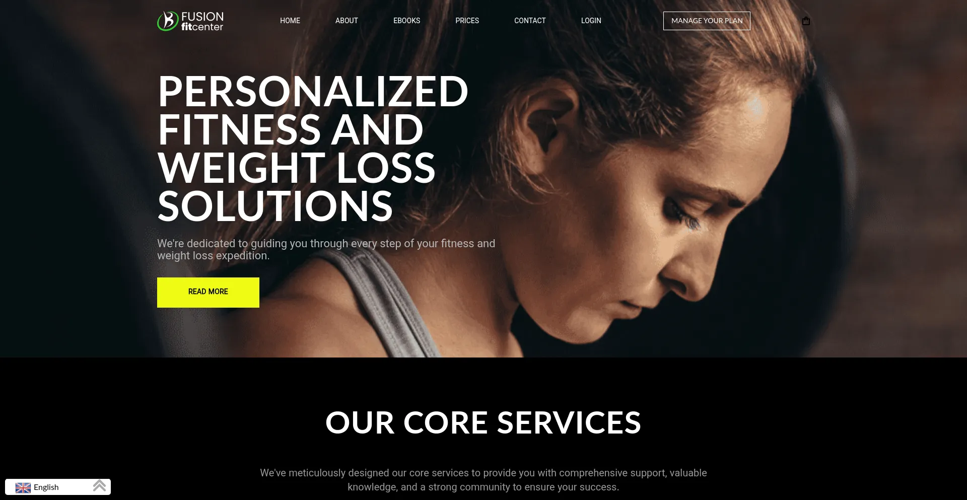 Website screenshot of Fusionfitcenter.com