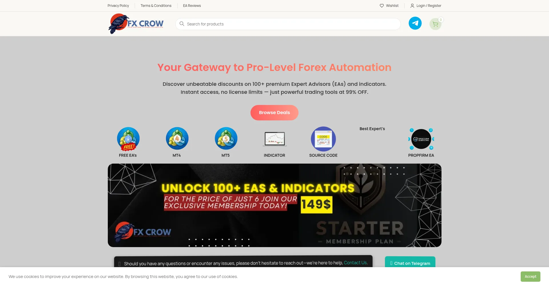 Website screenshot of Fxcrow.com