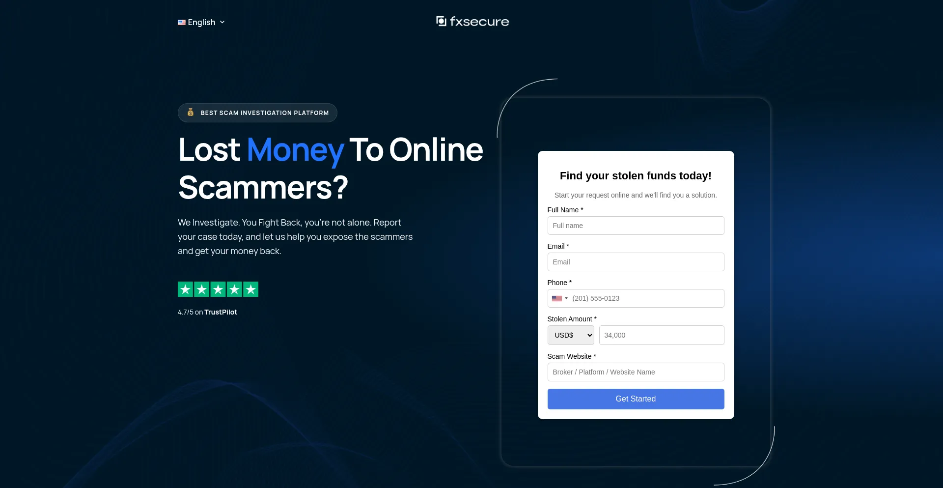 Website screenshot of Fxsecure.org