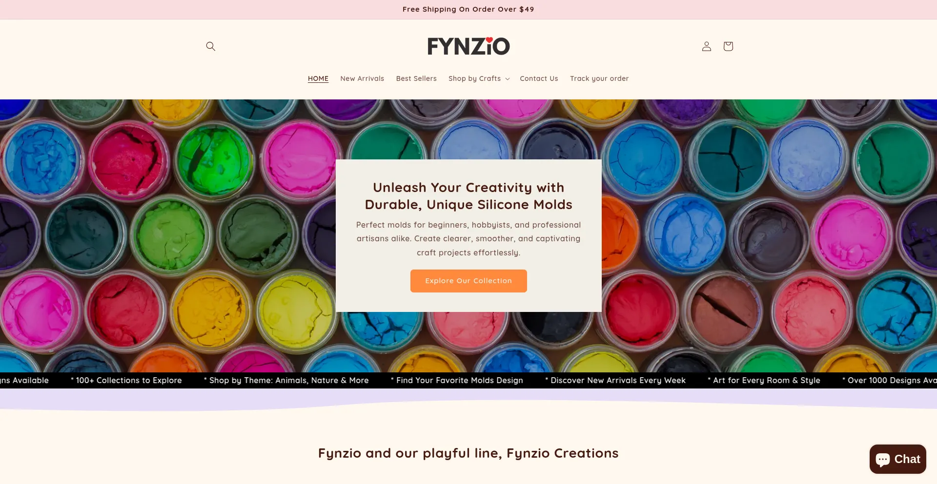 Website screenshot of Fynzio.com