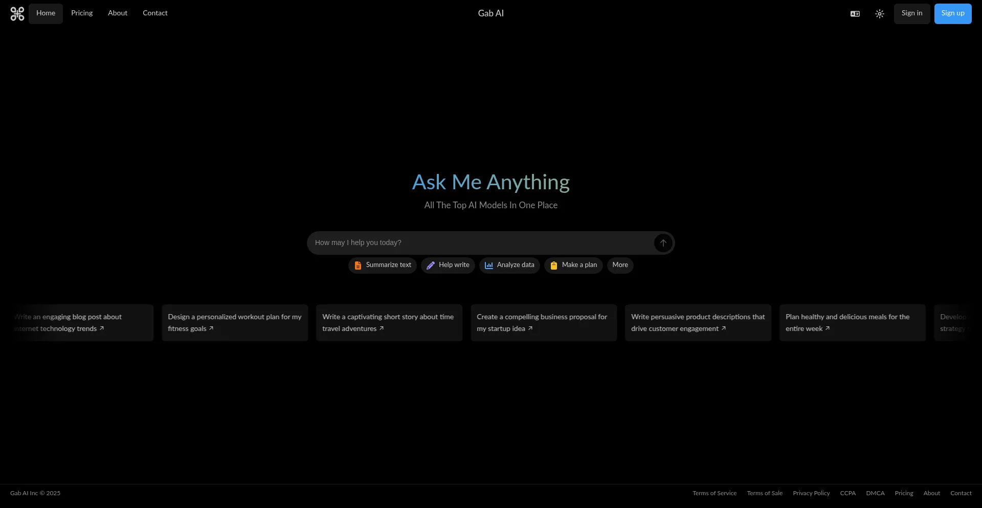 Website screenshot of Gab.ai