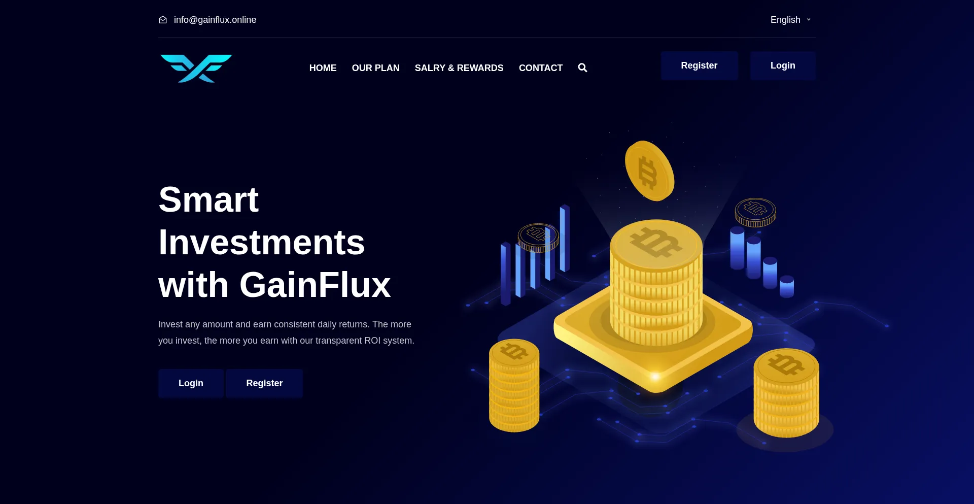 Website screenshot of Gainflux.online