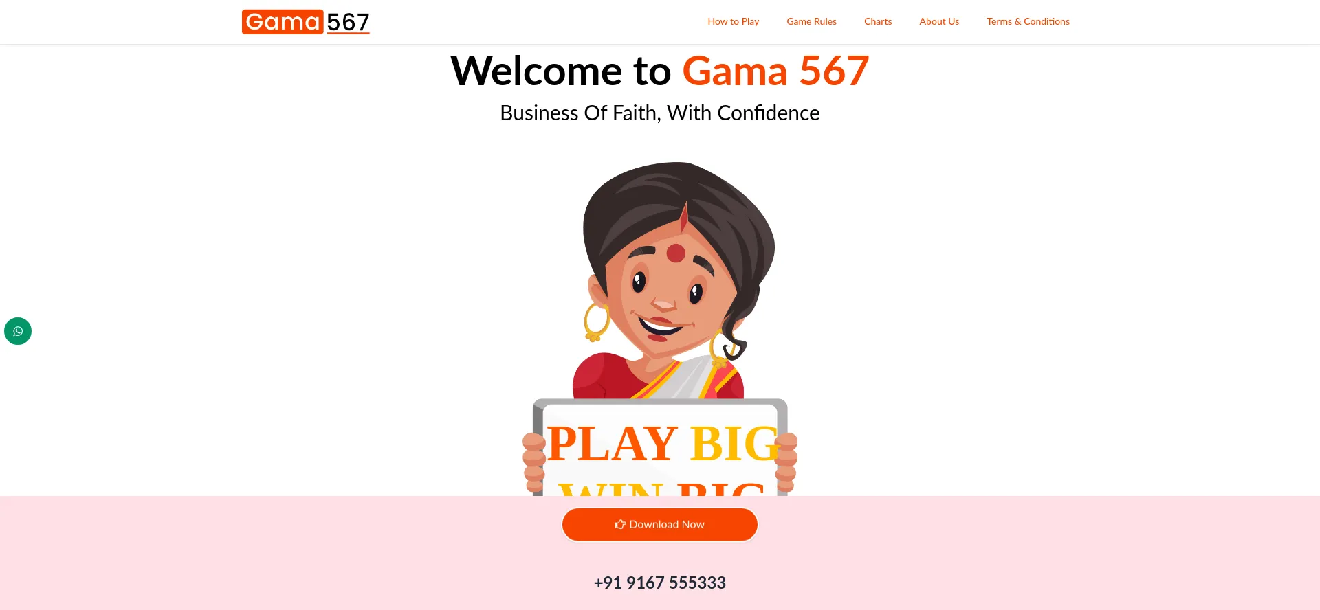 Website screenshot of Gama567.com