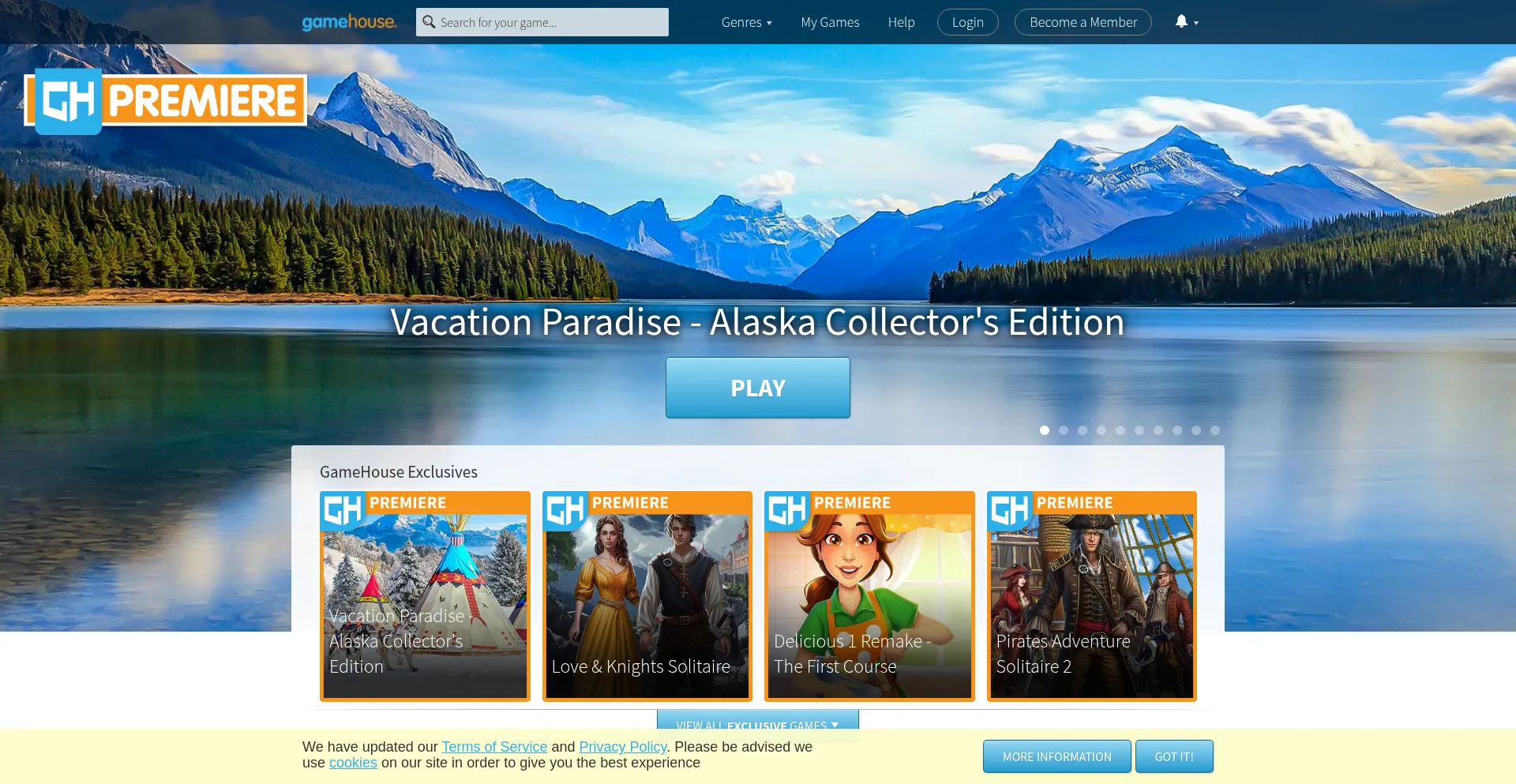 Website screenshot of Gamehouse.com