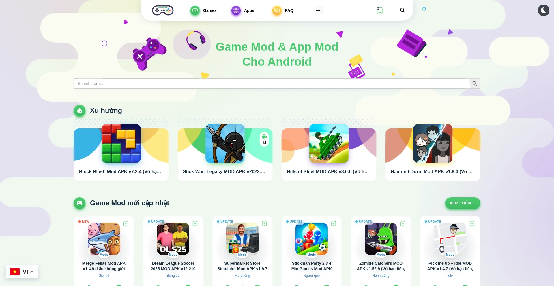 Website screenshot of Gamemod.org
