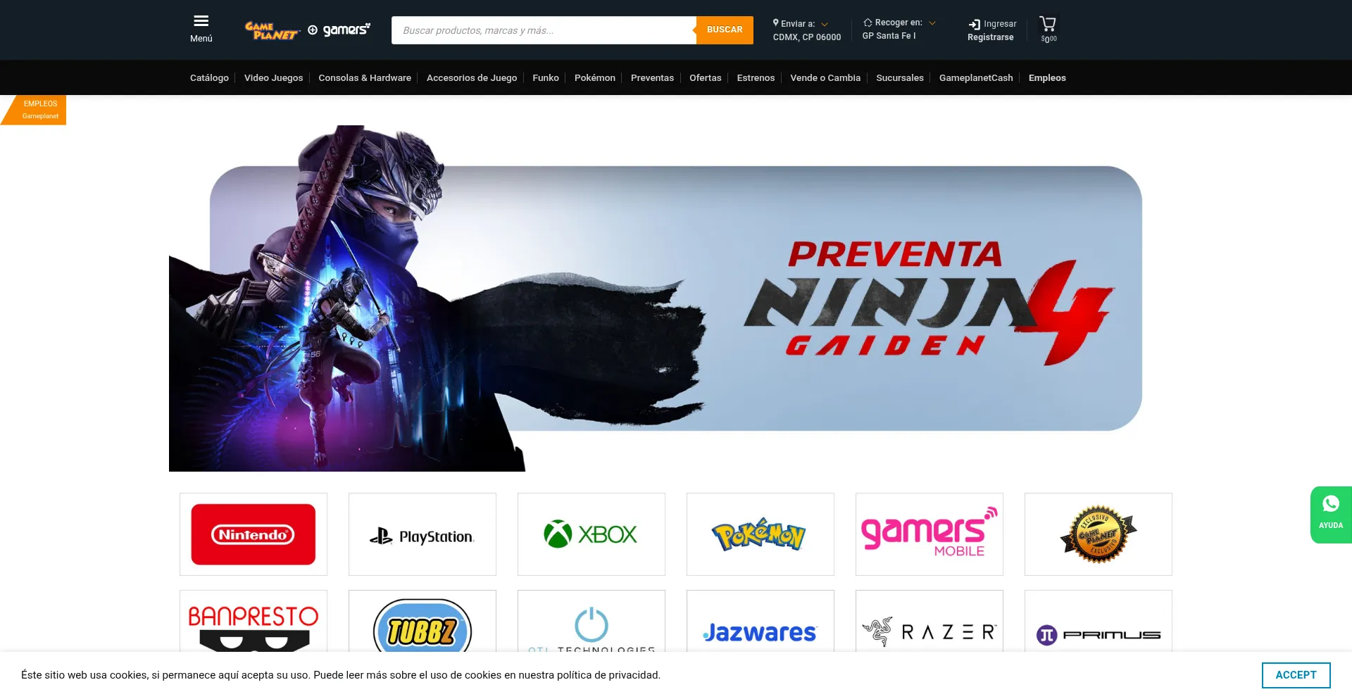 Website screenshot of Gameplanet.com
