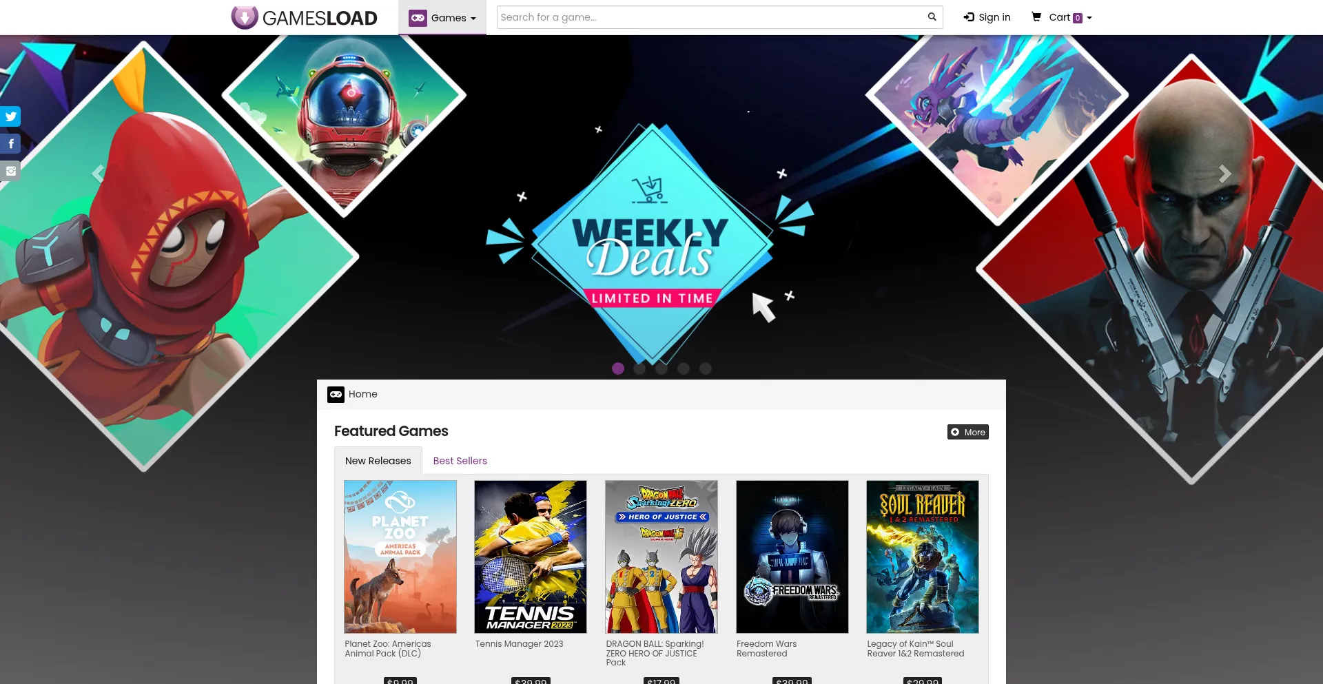 Website screenshot of Gamesload.com