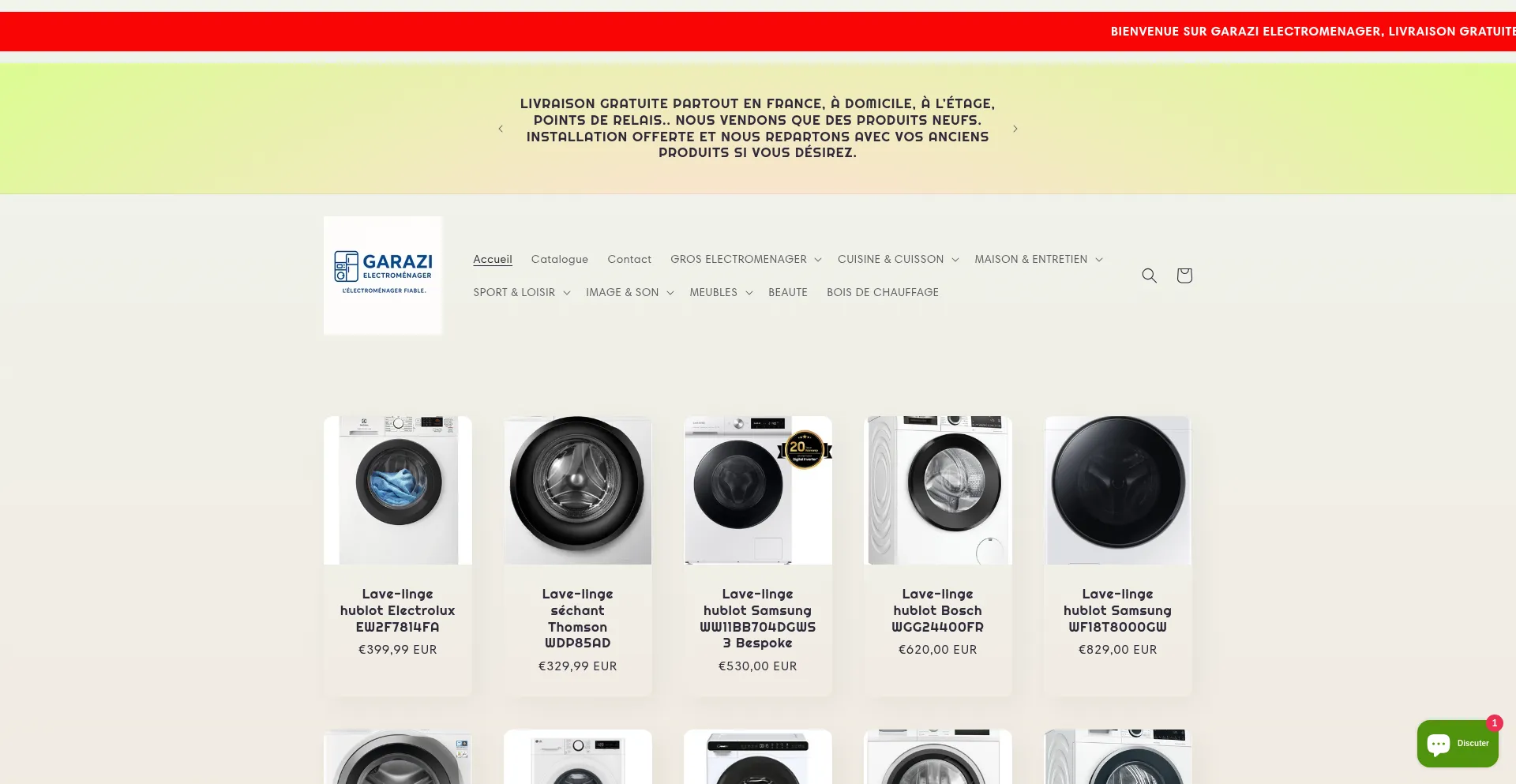Website screenshot of Garazi-electromenager.com