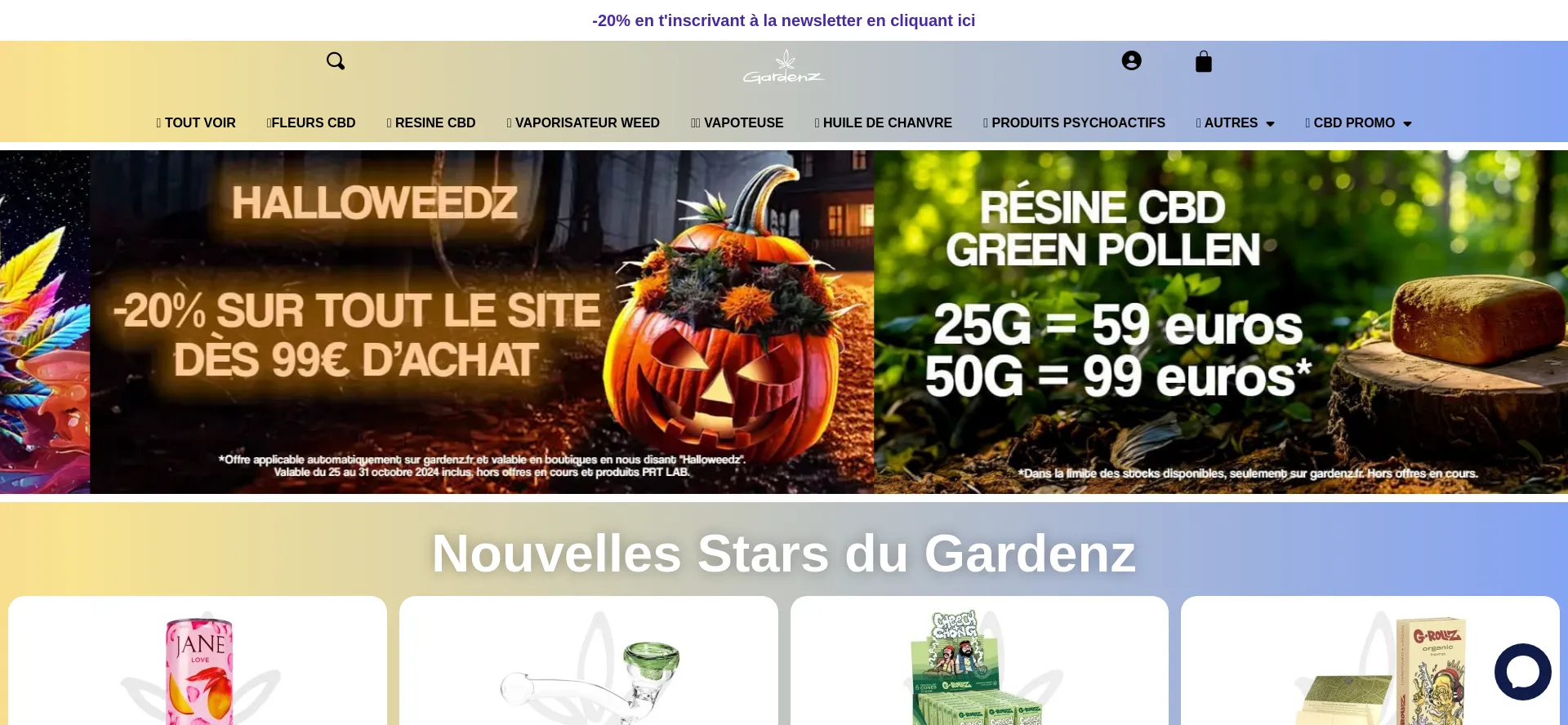 Website screenshot of Gardenz.fr