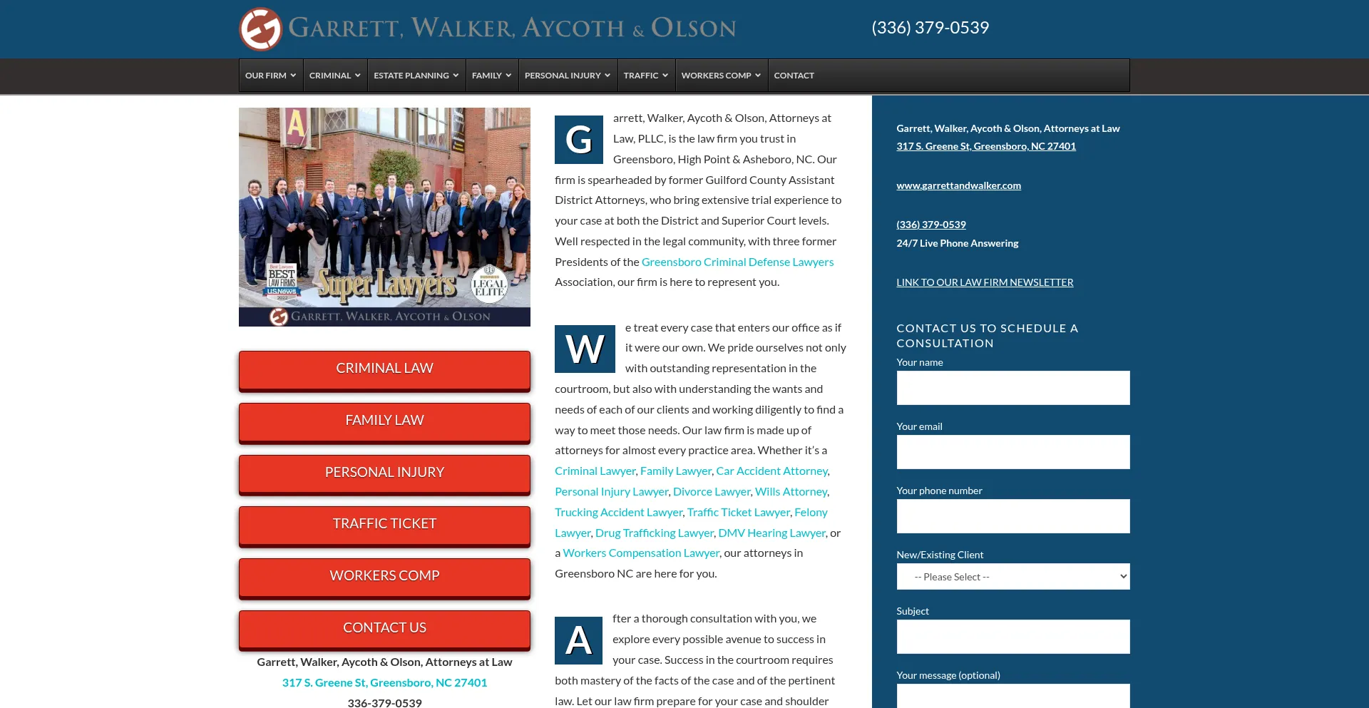 Website screenshot of Garrettandwalker.com