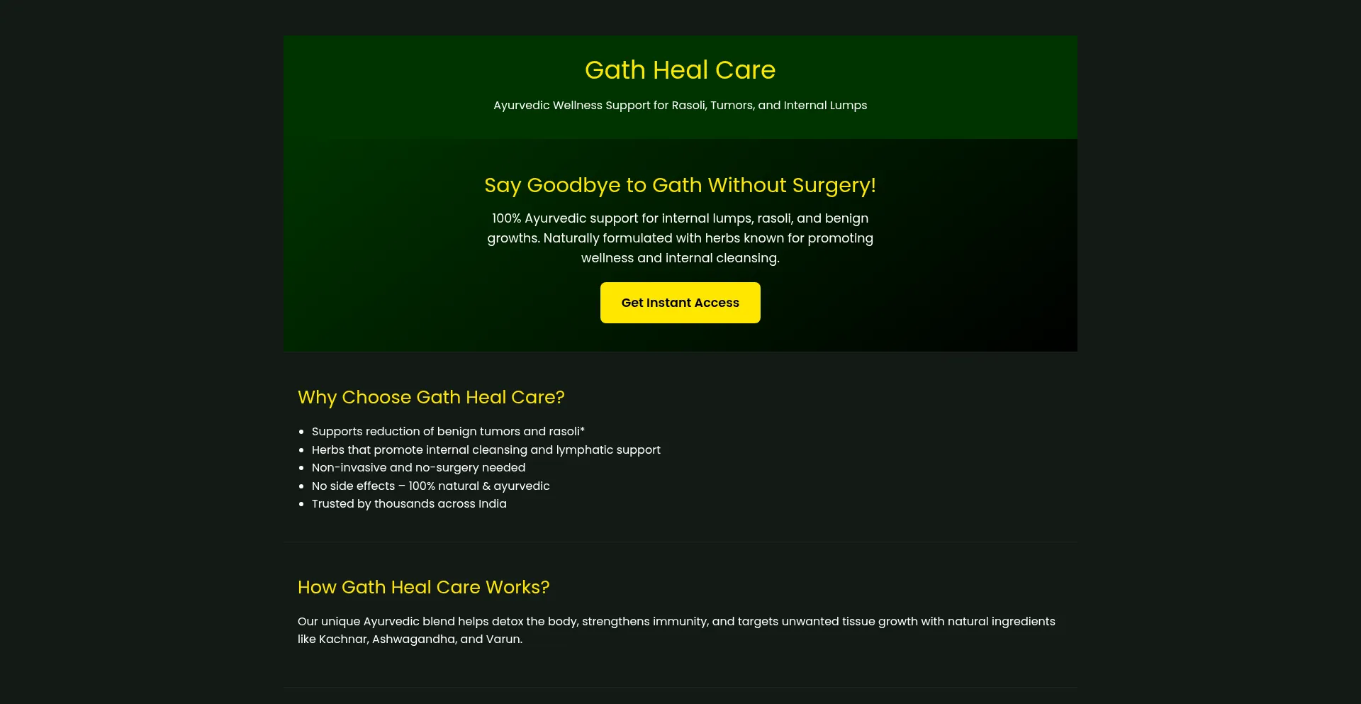 Website screenshot of Gathheal.com
