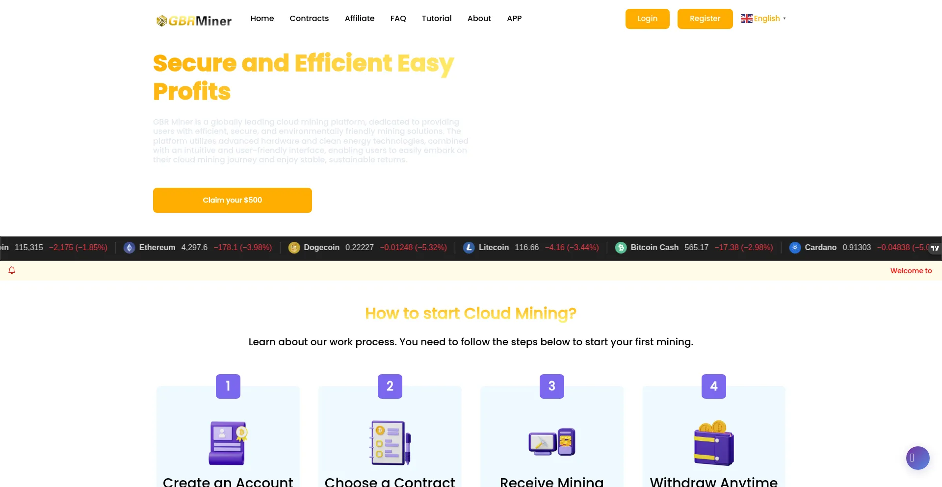 Website screenshot of Gbrminer.com