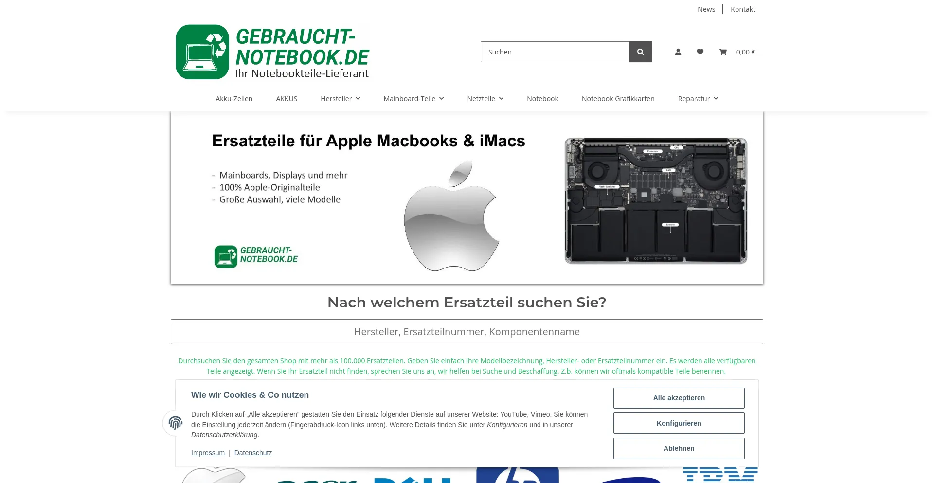 Website screenshot of Gebraucht-notebook.de