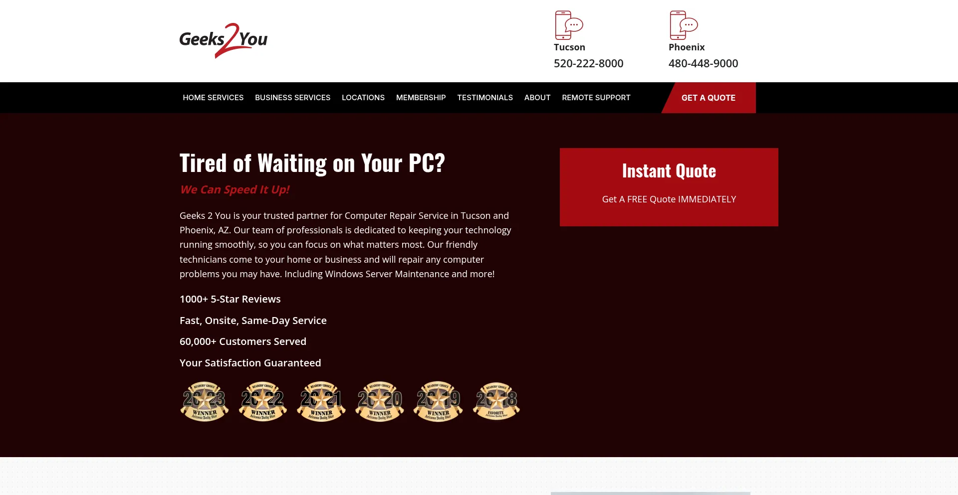 Website screenshot of Geeks2you.com