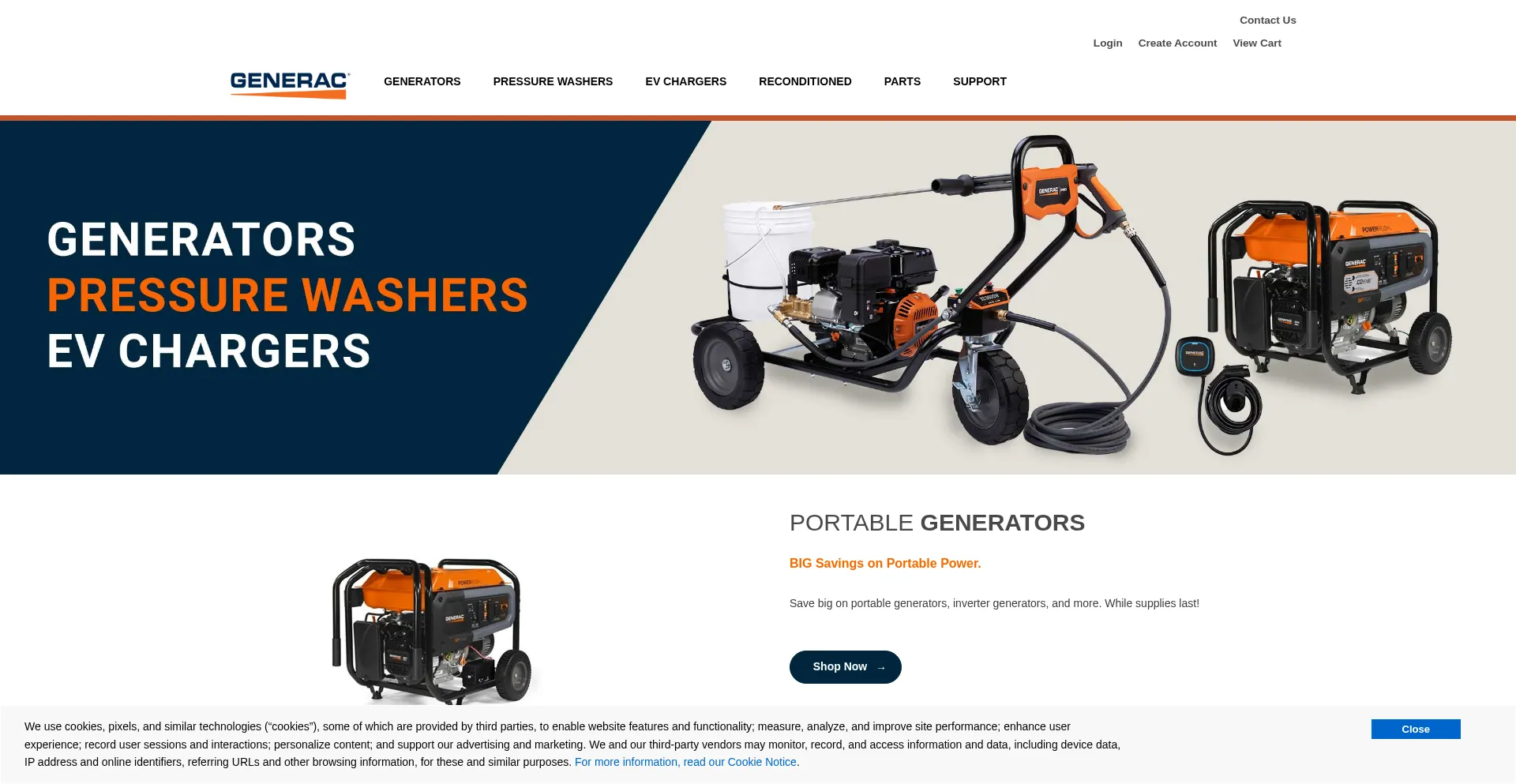 Website screenshot of Generacpowerproducts.com