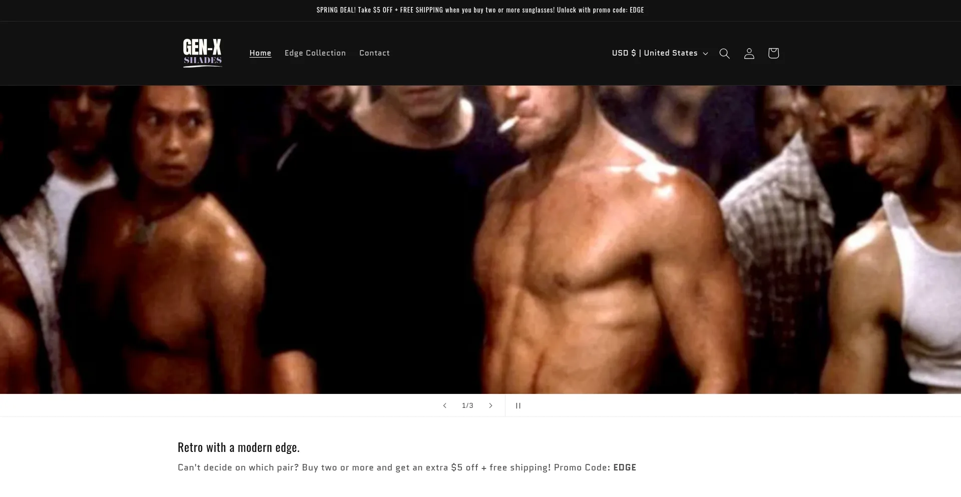 Website screenshot of Genxshades.com