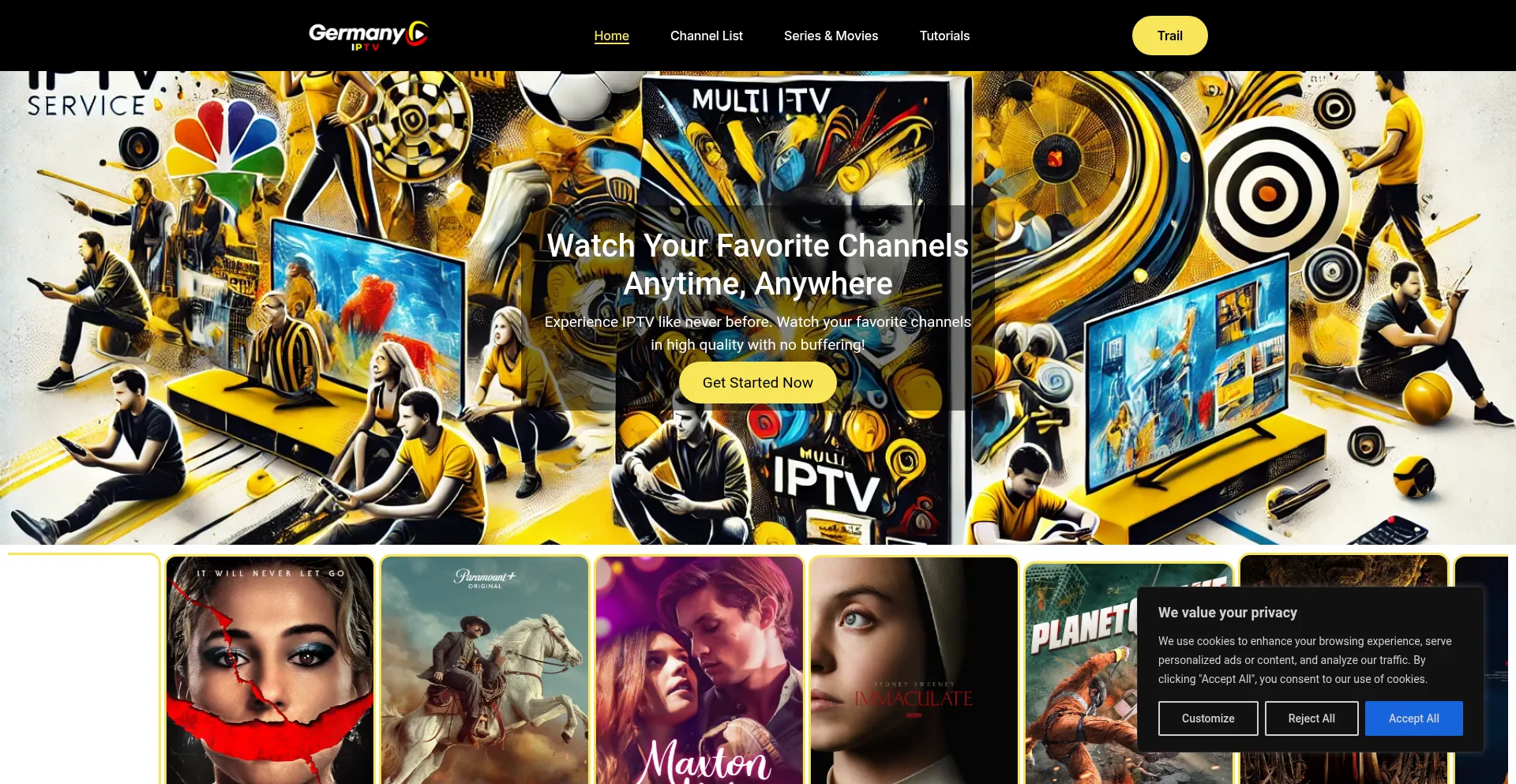 Website screenshot of Germanyiptv.net