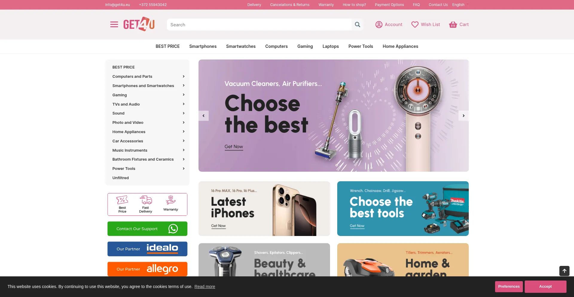 Website screenshot of Get4u.eu