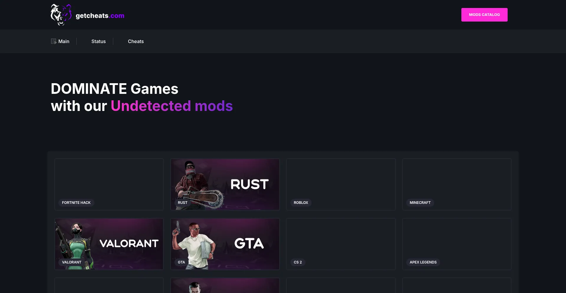 Website screenshot of Get-cheats.com