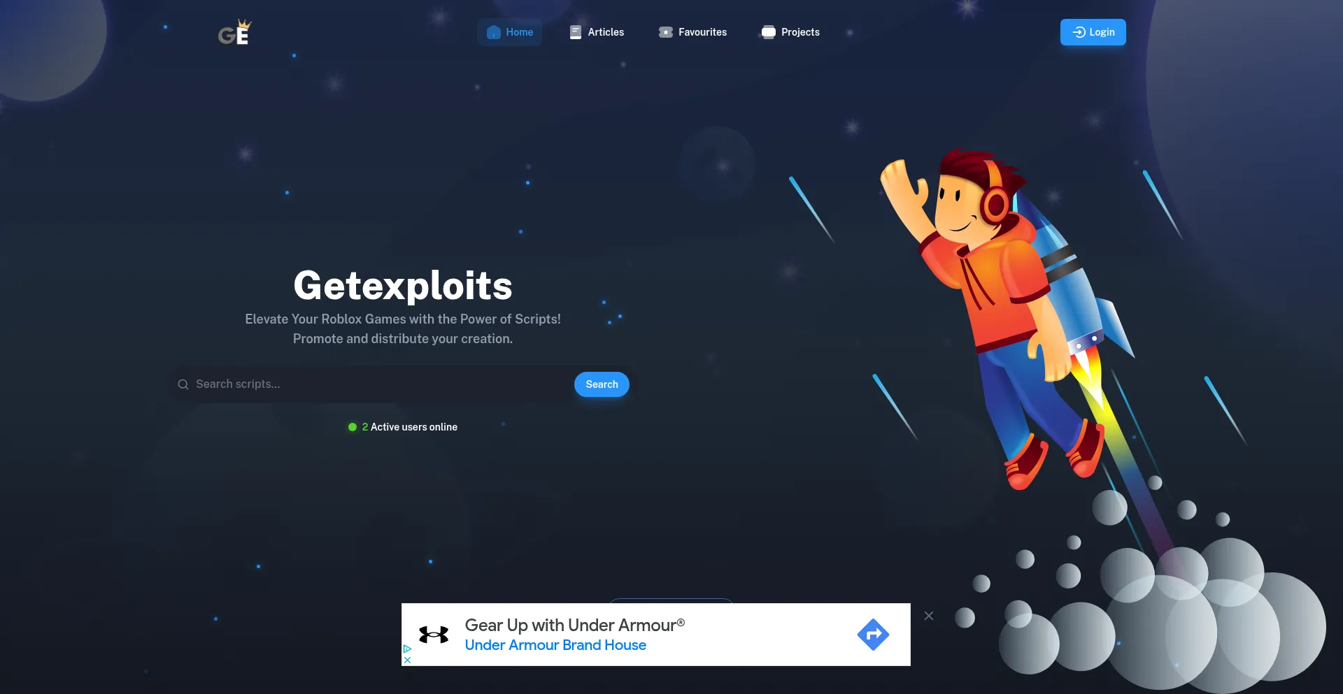 Website screenshot of Getexploits.com