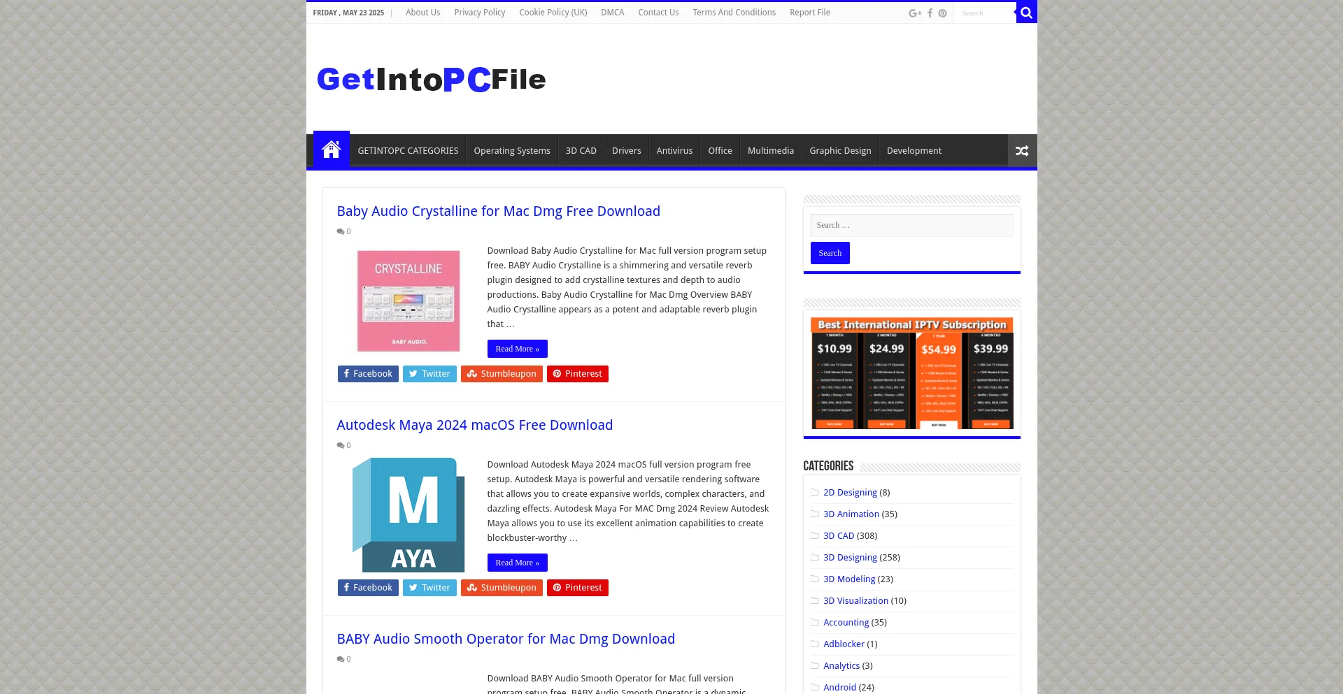 Website screenshot of Getintopcfile.com