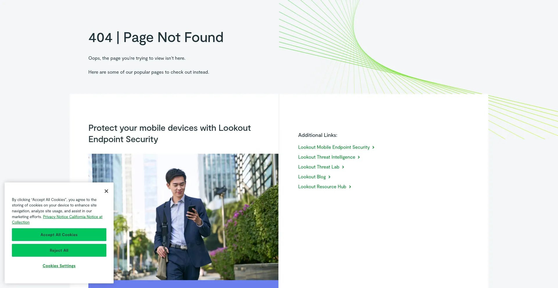 Website screenshot of Getl4w.lookout.com