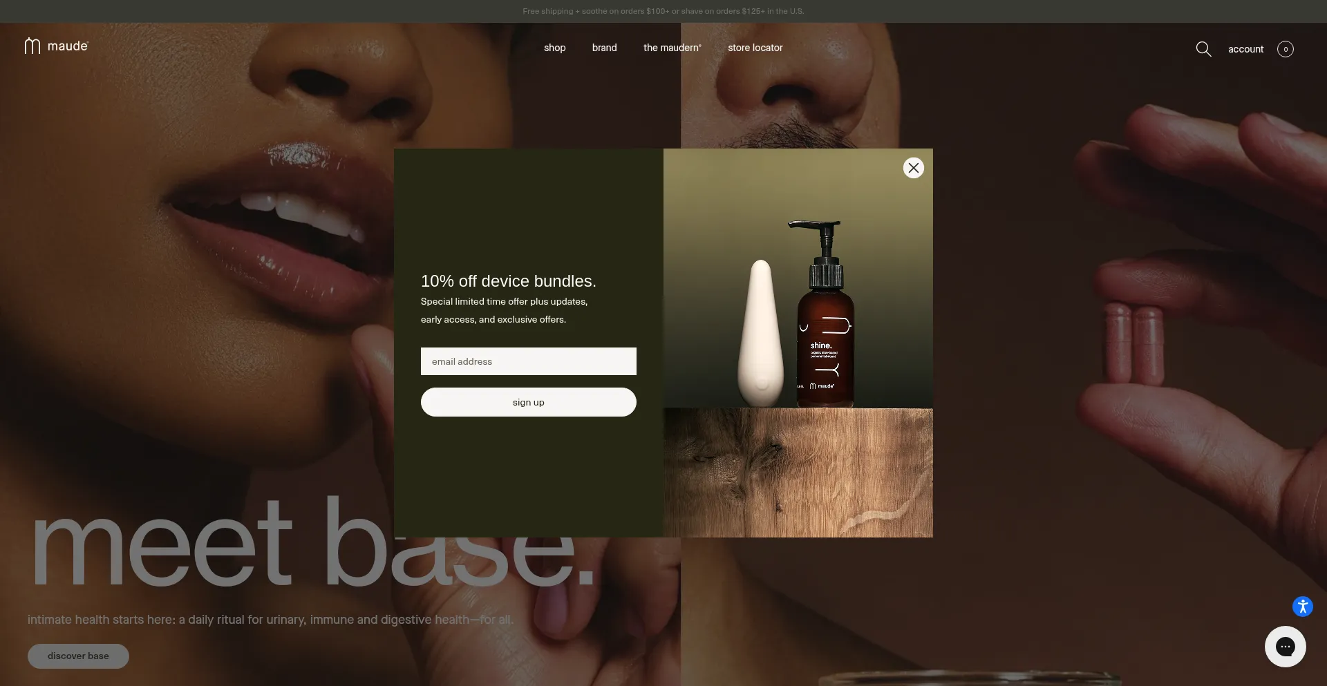 Website screenshot of Getmaude.com