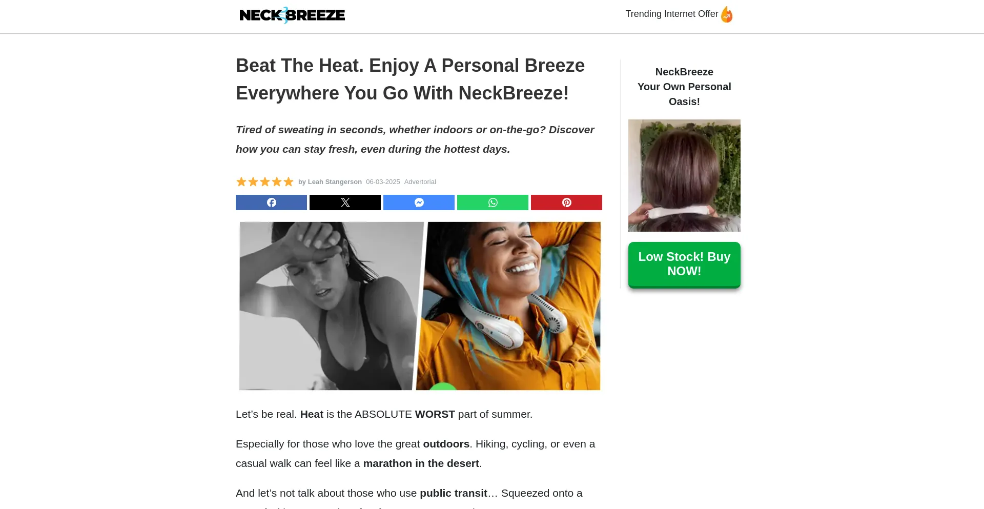Website screenshot of Getneckbreeze.com