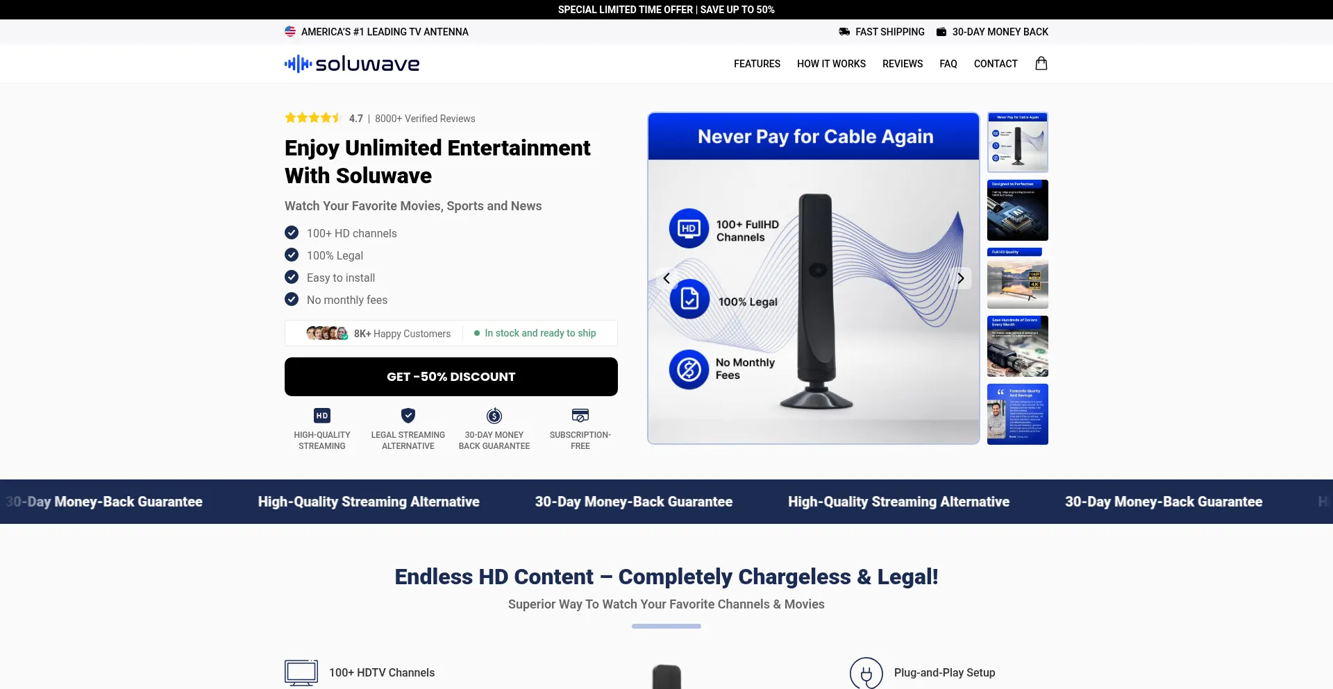 Website screenshot of Getsoluwave.com