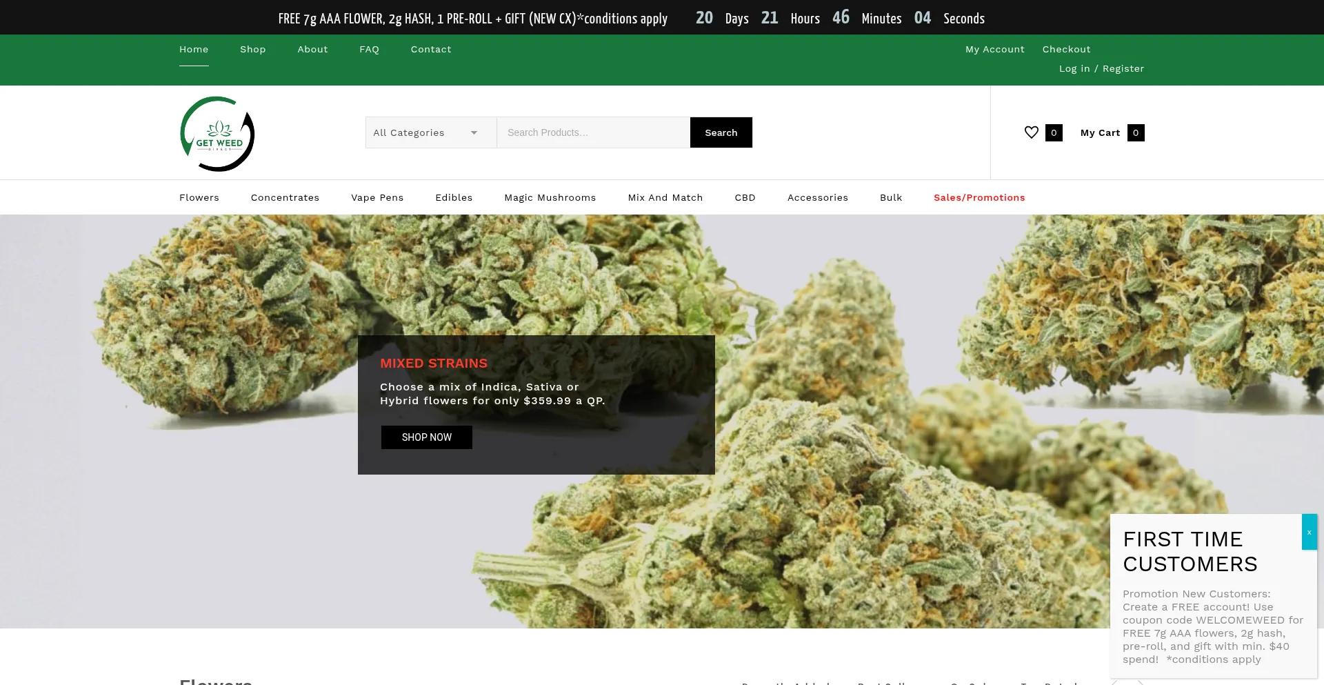 Website screenshot of Getweeddirect.io