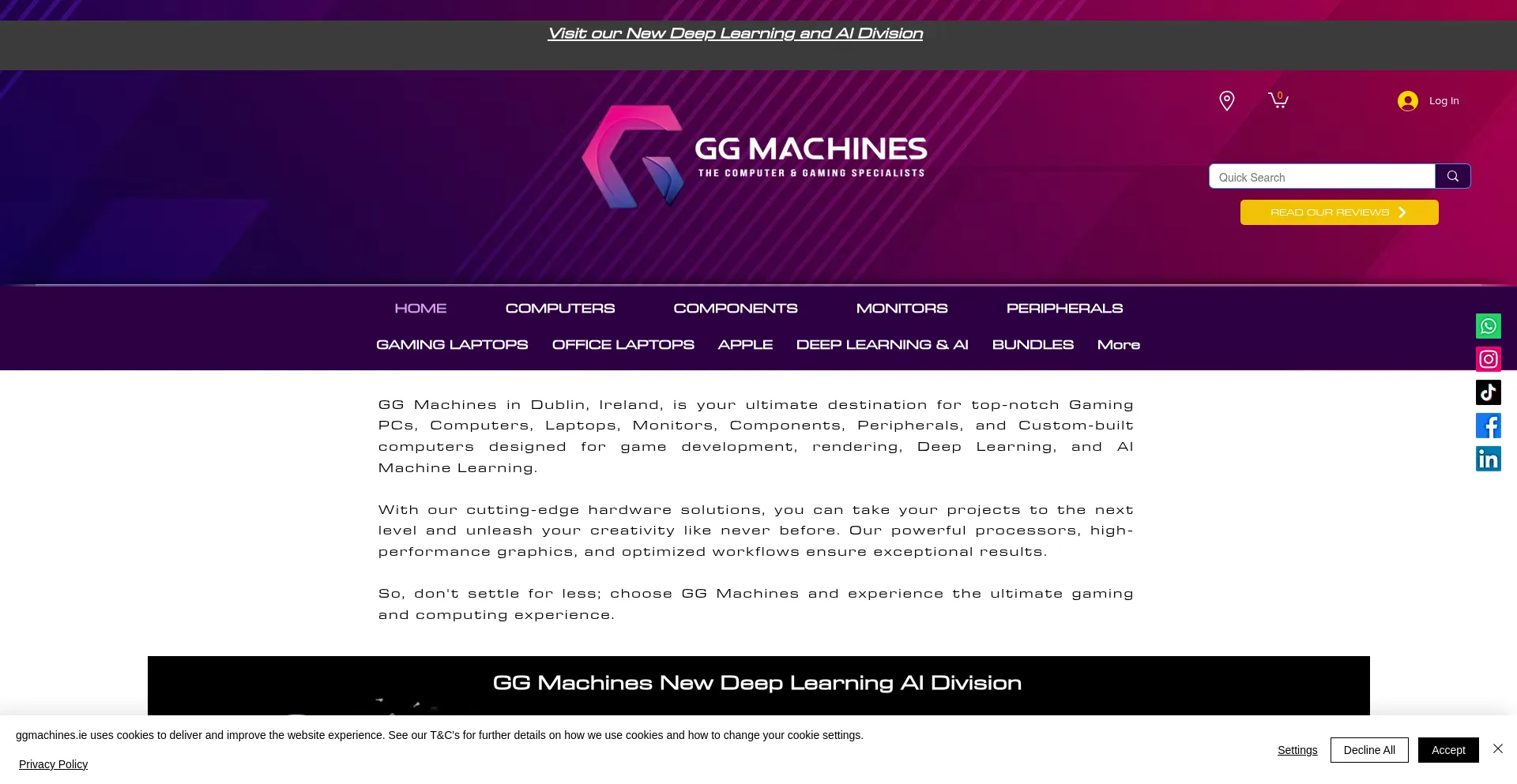 Website screenshot of Ggmachines.ie