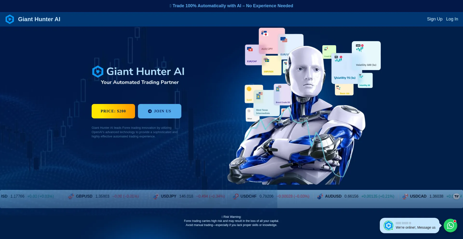 Website screenshot of Gianthunterai.com