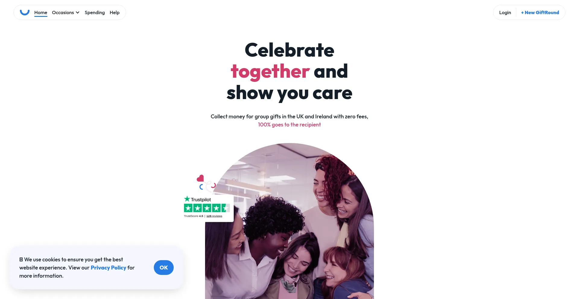 Website screenshot of Giftround.com