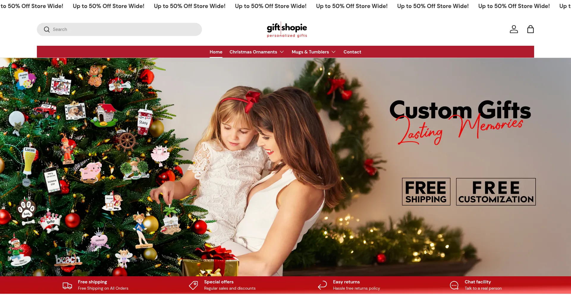 Website screenshot of Giftshopie.com