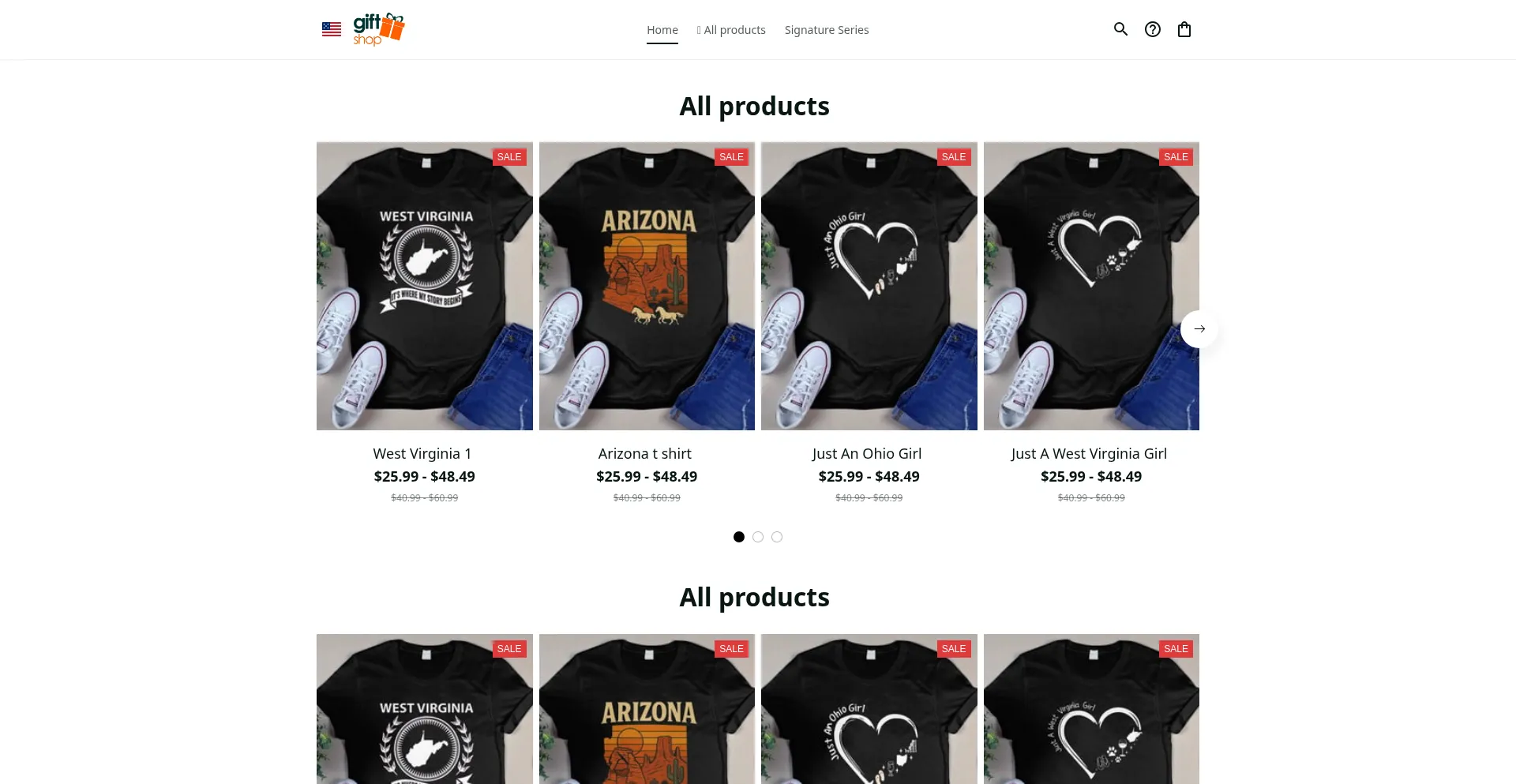 Website screenshot of Giftyshop.store