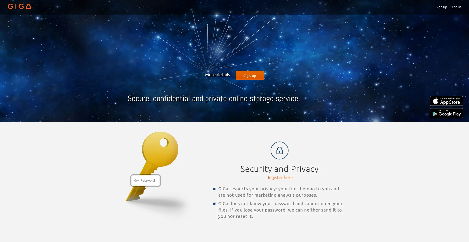 Website screenshot of Giga.gg