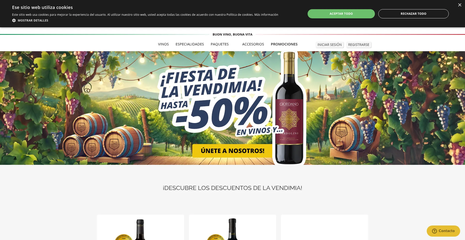 Website screenshot of Giordanovinos.es